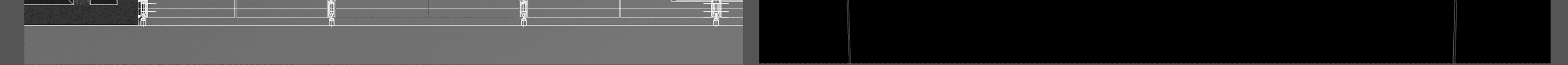 A black and white image showing a grid pattern on the left side and a solid black area on the right, with a thin gray line separating the two sections.